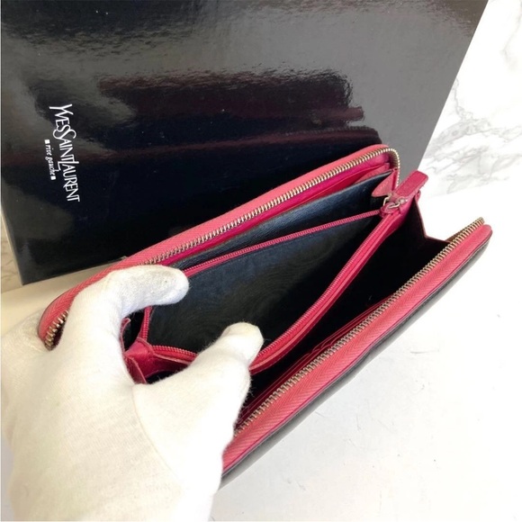 Yves Saint Laurent Black and Pink Zip Wallet - Picture 4 of 8
